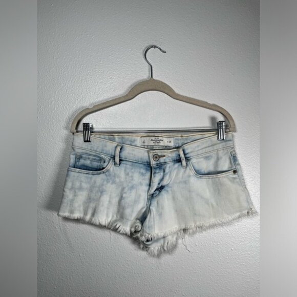 Abercrombie & Fitch Y2K acid light wash short shorts size 2 fray hem low rise - Picture 1 of 4